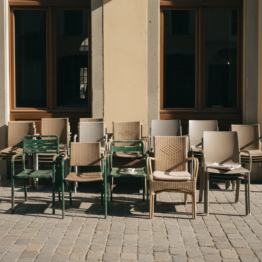 Gastro-Terrassenstühle gebraucht kaufen: Der ultimative Ratgeber - Photo Gastro-Terrassenstühle gebraucht kaufen auf sonniger Terrasse für gemütliche Atmosphäre