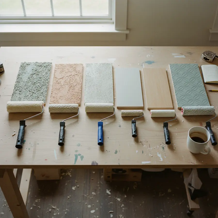 Rollwerkzeug Guide: Die beste Malerrolle für jede Wand - Photo Rollwerkzeug Guide: Verschiedene Malerrollen für jede Wandstruktur auf Werkbank