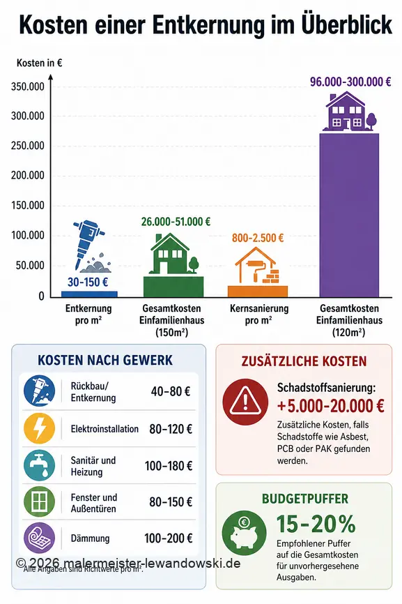 Infographie comparant les coûts de démolition et de rénovation par mètre carré et pour des maisons familiales.